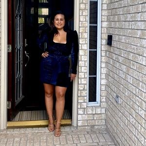 SILVIA TCHERASSI Striped Knee-Length Dress Size: M. Velvet